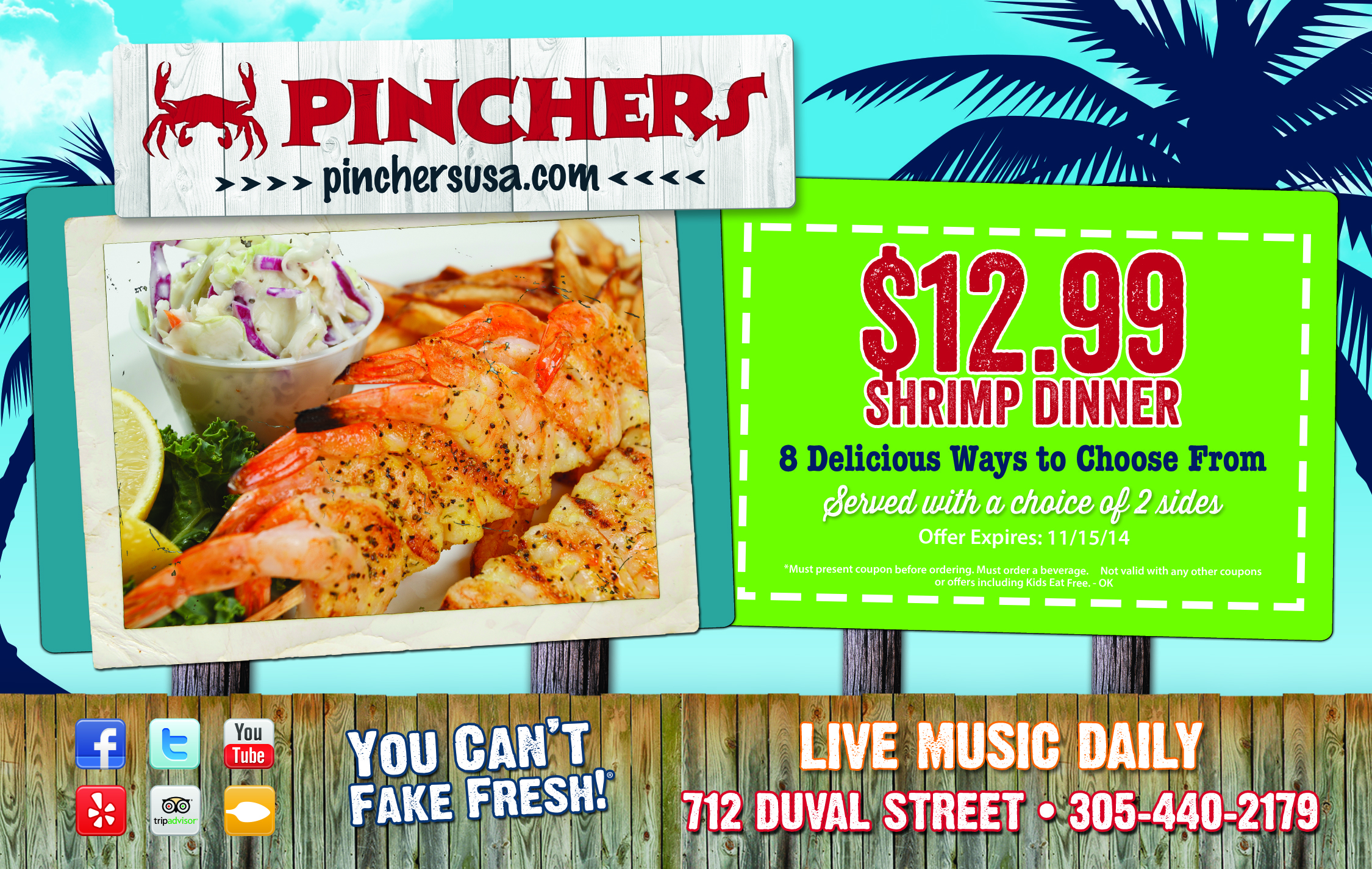 Pinchers Shrimp Dinner Coupon Our Keys